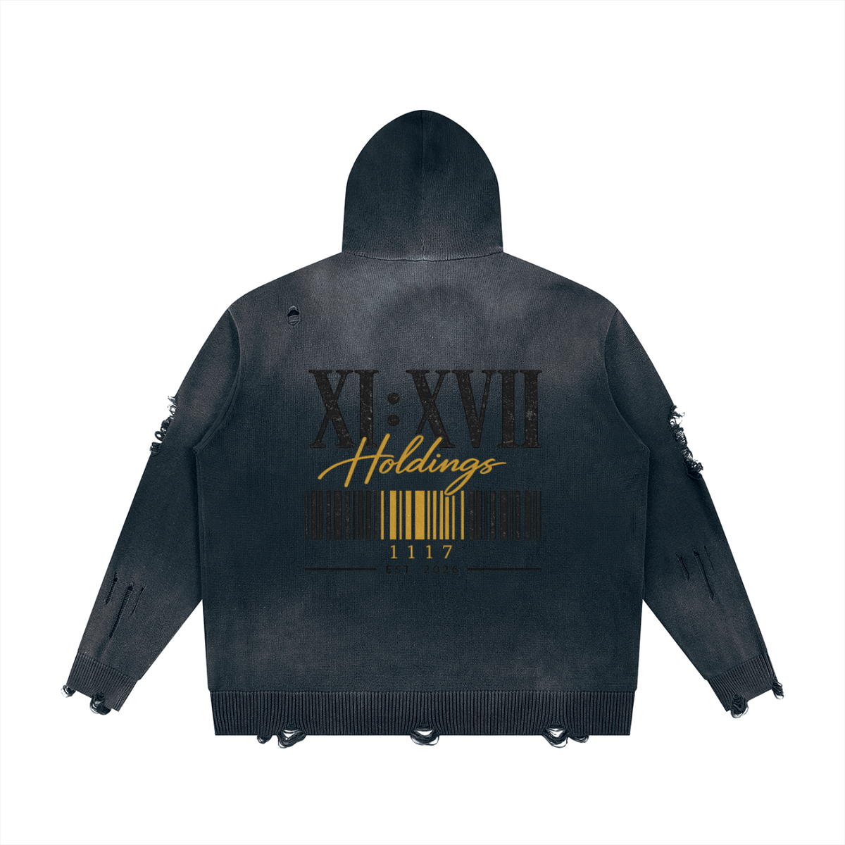 XI:XVII Signature Distressed Hoodie
