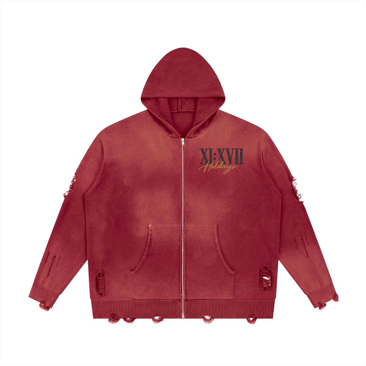 XI:XVII Signature Distressed Hoodie